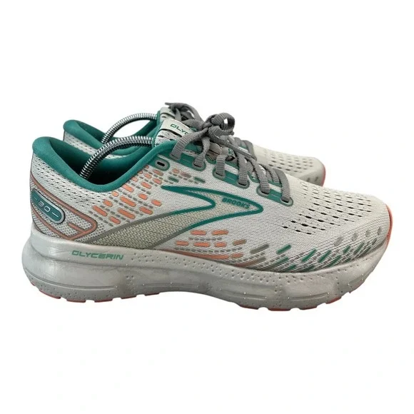 Brooks Glycerin 20 Womens Running Shoes Cushion Breathable White Blue
